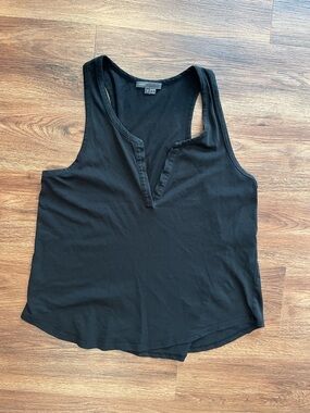 VINCE black split neck v-neck tank top sleeveless women's small